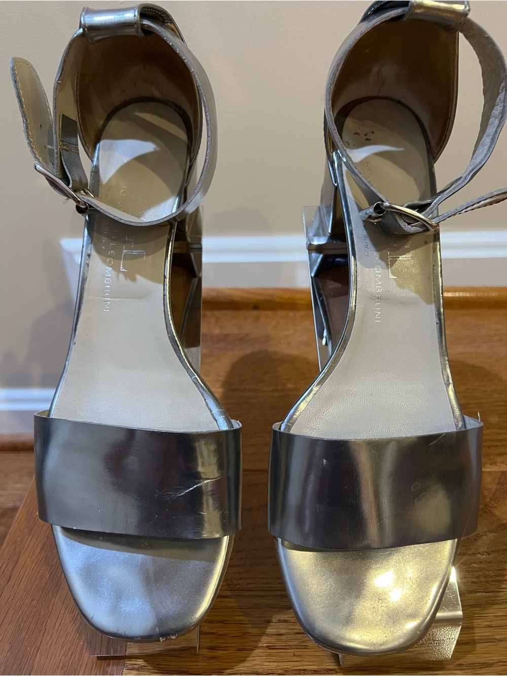 Women’s AGL Silver Buckle Ankle Strap Sandals